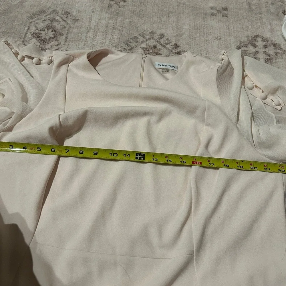 Calvin Klein Short Flare‎ Sleeve Round Neck Solid Sheath Dress Plus Size 18W